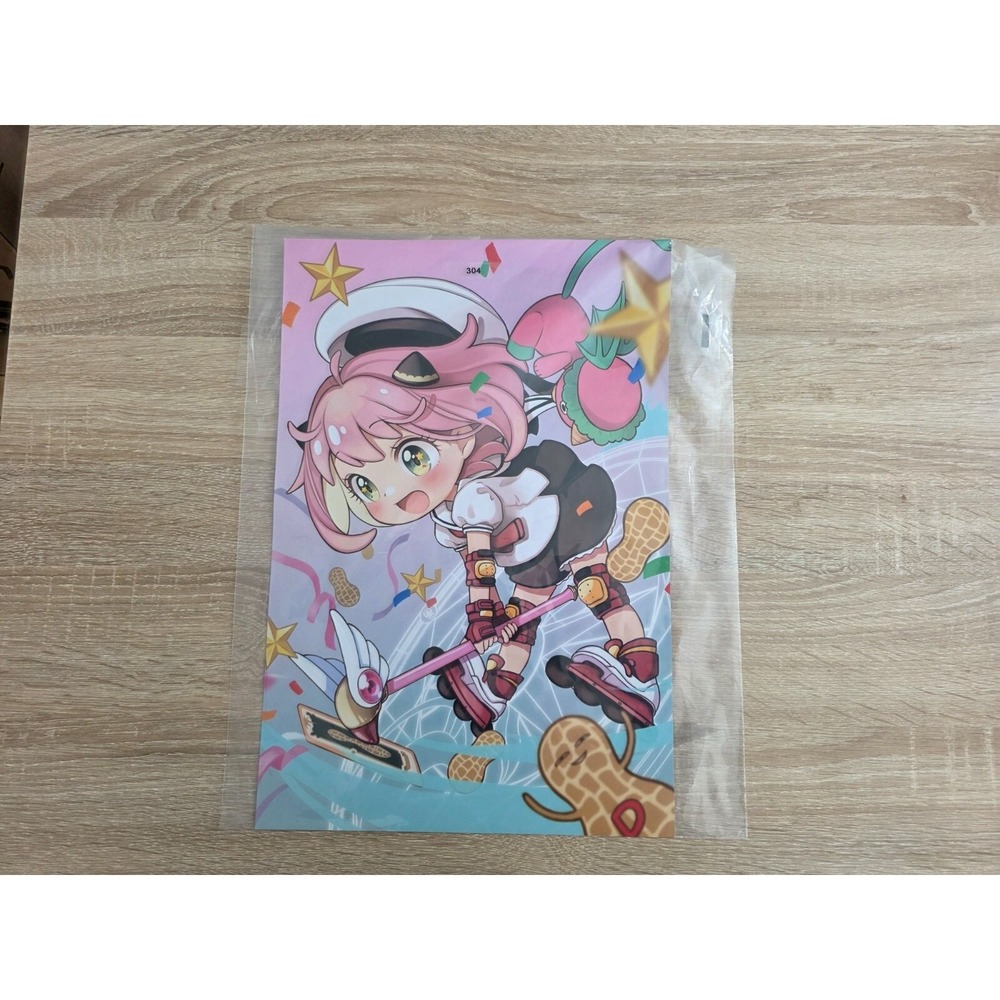 Spy x Family Anya Forger Anime Art Print Chibi Roller Skating‎ Pink